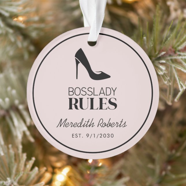 Boss Lady Stiletto Logo Blush Personalised Ornament (Tree)