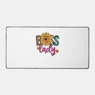 Boss Lady Sunflower Leopard Cow Print Empowering W Desk Mat