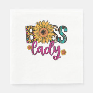 Boss Lady Sunflower Leopard Cow Print Empowering W Napkin