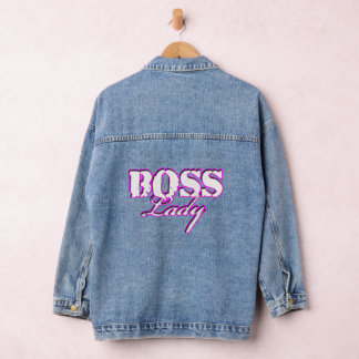 Boss Lady White And Pink Logo Denim Jacket