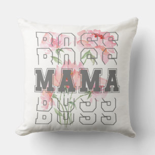 Boss MAMA l Happy mother's day l Watercolor floral Cushion