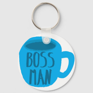 Boss Man with blue cup Key Ring