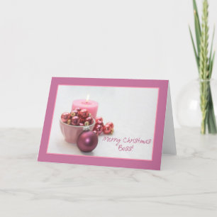 Boss merry christsmas  pink ornaments christmas ca holiday card