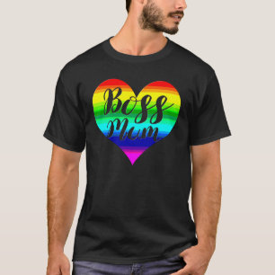 Boss Mum Rainbow Heart Mum Loves That She's In Cha T-Shirt