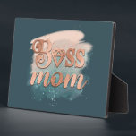 Boss Mum Trendy Copper Teal Watercolor Typography  Plaque<br><div class="desc">Boss Mum Trendy Copper Teal Watercolor Typography Quote with watercolor paint brush strokes background, and faux glitter foil text. Makes a perfect gift for mum on mother's day, birthdays, or holidays, or for new moms and mummy to be, or work from home and self made moms! In pretty dark teal,...</div>