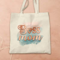 Boss Mum Trendy Copper Teal Watercolor Typography 