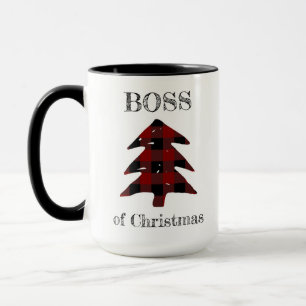 Boss of Christmas Plaid Christmas Tree Funny Mug