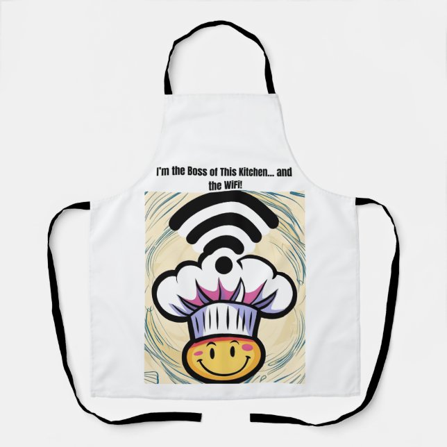 Boss of the Kitchen & WiFi Funny Apron (Front)
