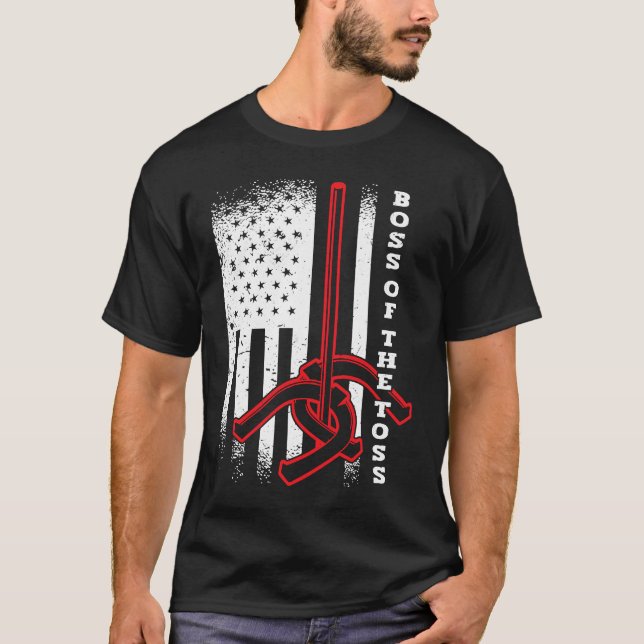 Boss Of The Toss American USA FLag Horseshoe Pitch T-Shirt (Front)