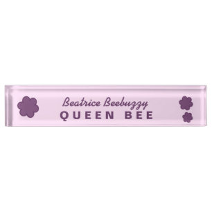 Boss QUEEN BEE Pink with Purple Flowers V02 Nameplate