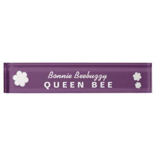 Boss QUEEN BEE Purple with White Flowers V06 Nameplate