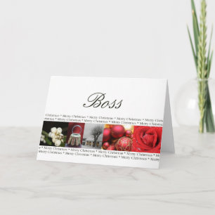 Boss red, black & white Winter collage Holiday Card