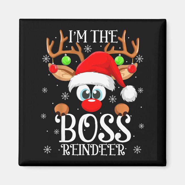 Boss Reindeer Christmas Family Matching Group Funn Magnet (Front)