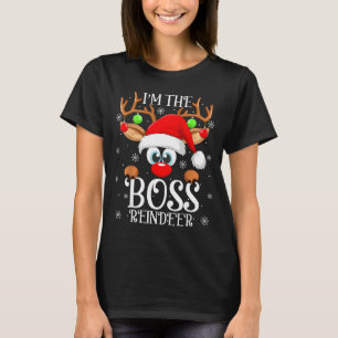 Boss Reindeer Christmas Family Matching Group Funn T-Shirt