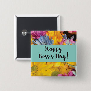 Boss’s Day Thanks Gerbera Daisies 15 Cm Square Badge