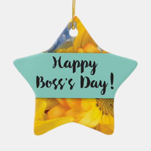 Boss’s Day Thanks Gerbera Daisies Ceramic Ornament (Front)