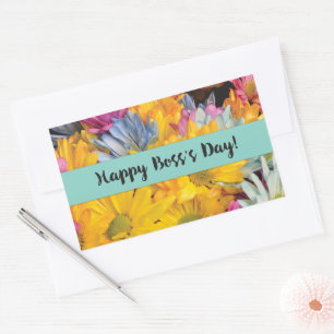 Boss’s Day Thanks Gerbera Daisies Rectangular Sticker