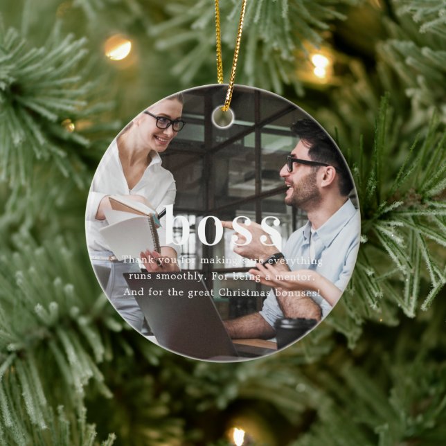 Boss | Sentimental Photo Keepsake Christmas Ceramic Ornament (Tree)