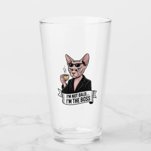 Boss Sphynx Cat Coffee Artwork Glass