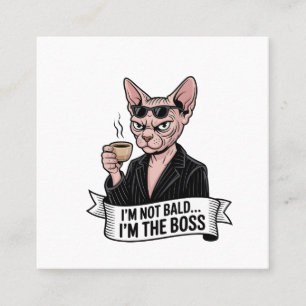 Boss Sphynx Cat Coffee Artwork Square Business Card