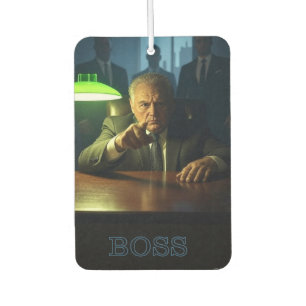 Boss w text car air freshener