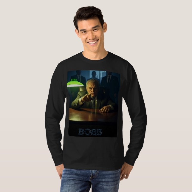 Boss w text men black long sleeve T-shirt (Front Full)