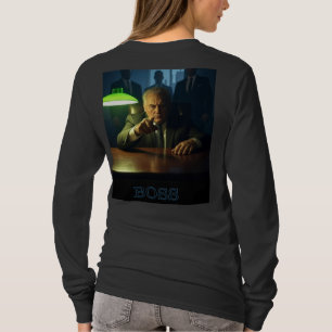 Boss w text women black long sleeve T-shirt back