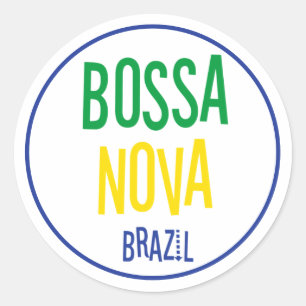 Bossa Nova Brasil Jazz Music Vintage Typograph Classic Round Sticker