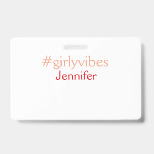 Bossbabe hashtag light pink add name girl boss  ID badge