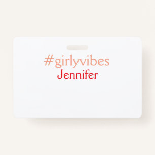 Bossbabe hashtag light pink add name girl boss ID badge