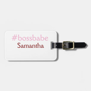 Bossbabe hashtag light pink add name girl boss  luggage tag