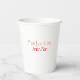 Bossbabe hashtag light pink add name girl boss paper cups