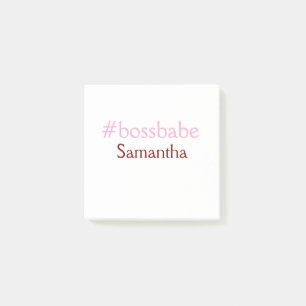 Bossbabe hashtag light pink add name girl boss  post-it notes