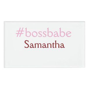 Bossbabe hashtag light pink add name girl boss tag