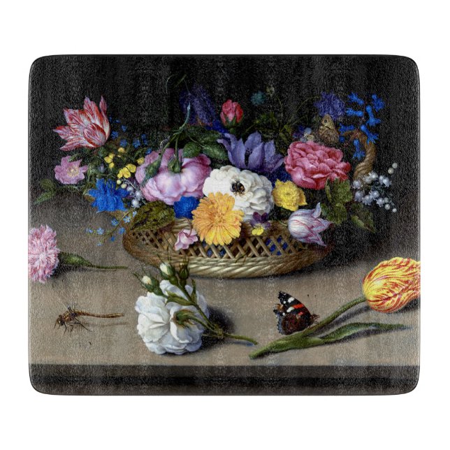 Bosschaert Flower Still Life Insects Dutch Art Cut Cutting Board (Front)