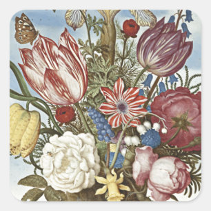 Bosschaert Flowers Square Sticker