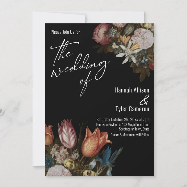 Bosschaert's "Flowers in a Glass" The Wedding Of Invitation (Front)