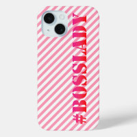 Bosslady - Fun Pink Striped Girl Power Quote