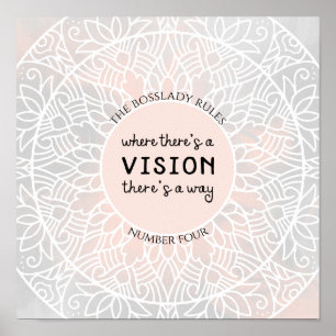 BossLady Rules 4 Pink Gray Mandala Motivational Poster
