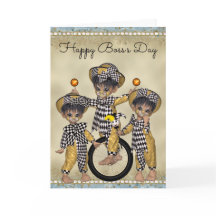 Boss's Day Card with Clown Employees