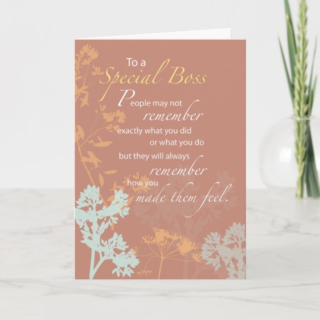 Boss's Day Wild Flower Silhouettes on Brown Card (Front)