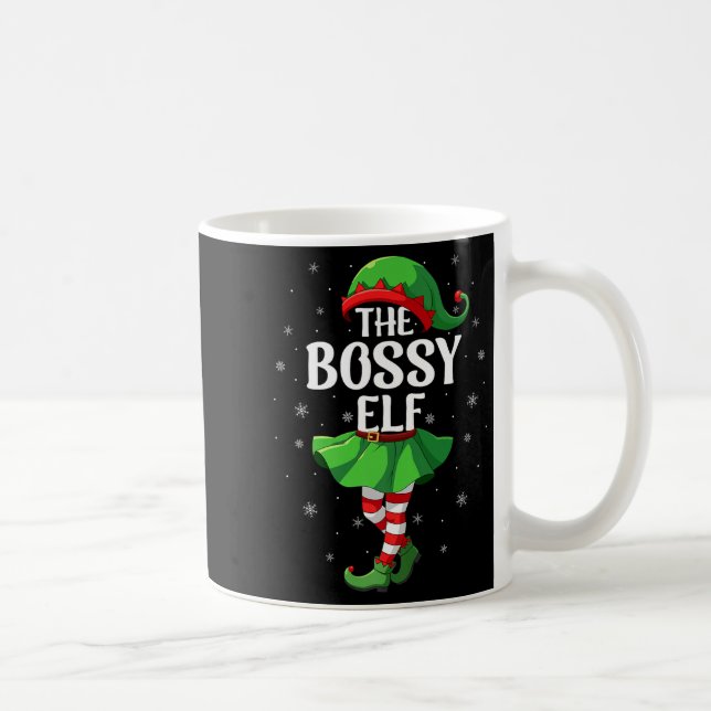 Bossy Elf Christmas Girls Women Elf Squad Xmas Fam Coffee Mug (Right)