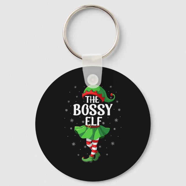 Bossy Elf Christmas Girls Women Elf Squad Xmas Fam Key Ring (Front)