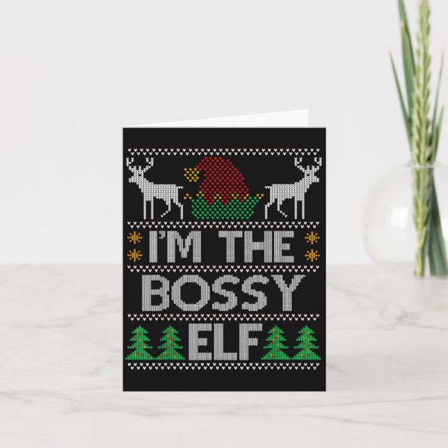 Bossy Elf Matching Family Group Christmas Party Pa Card (Front)