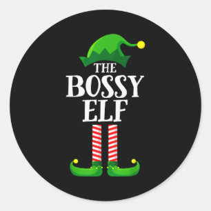 Bossy Elf Matching Family Group Christmas Party Py Classic Round Sticker