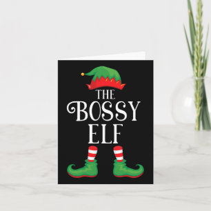 Bossy Elf Matching Group Xmas Funny Family Christm Card