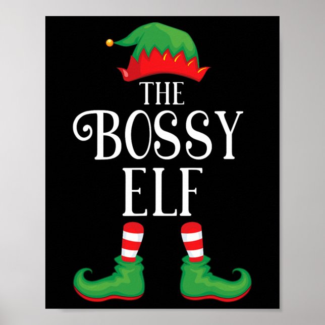 Bossy Elf Matching Group Xmas Funny Family Christm Poster (Front)