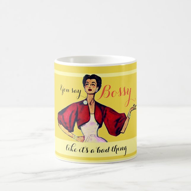 Bossy Gal Retro Yellow Coffee Mug (Center)