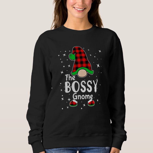 Bossy Gnome Buffalo Plaid Matching Family Christma Sweatshirt (Front)