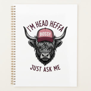 Bossy Highland Cow Head Heffa Vintage T-Shirt_1 Planner